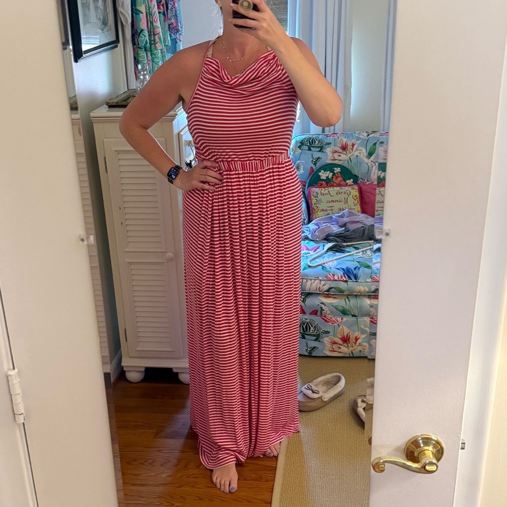 Rachel Pally Pink & White Striped Empire Waist Maxi